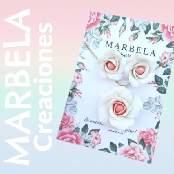 ✨Juego de Rosas Blancas con centro Rosa✨