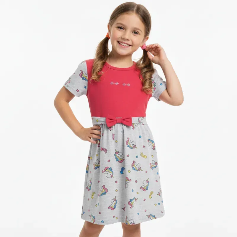 Vestido gris y rosado unicornios