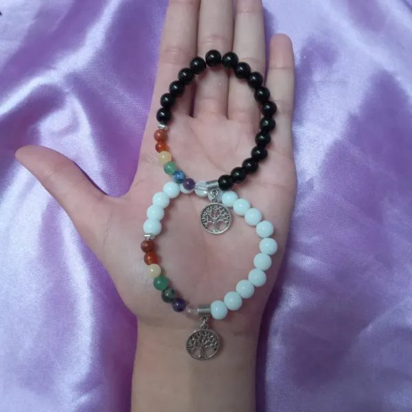Pulseras 7 chakras y onix