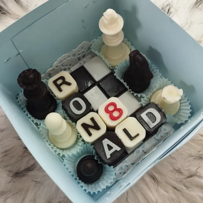 ♟️Caja choco-ajedrez personalizado con nombre ♟️