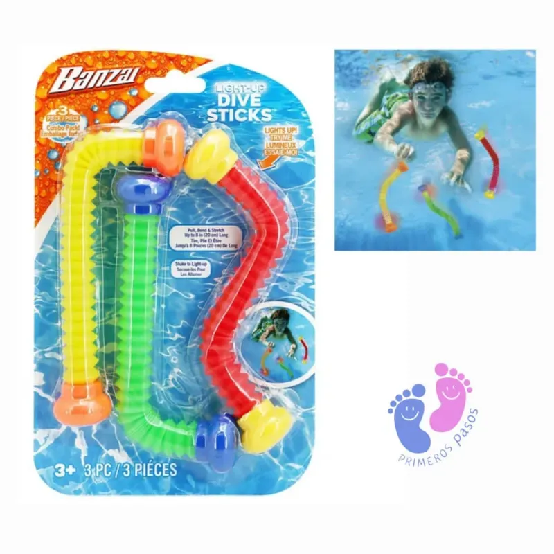 Set de 3 juguetes luminiscentes para la piscina