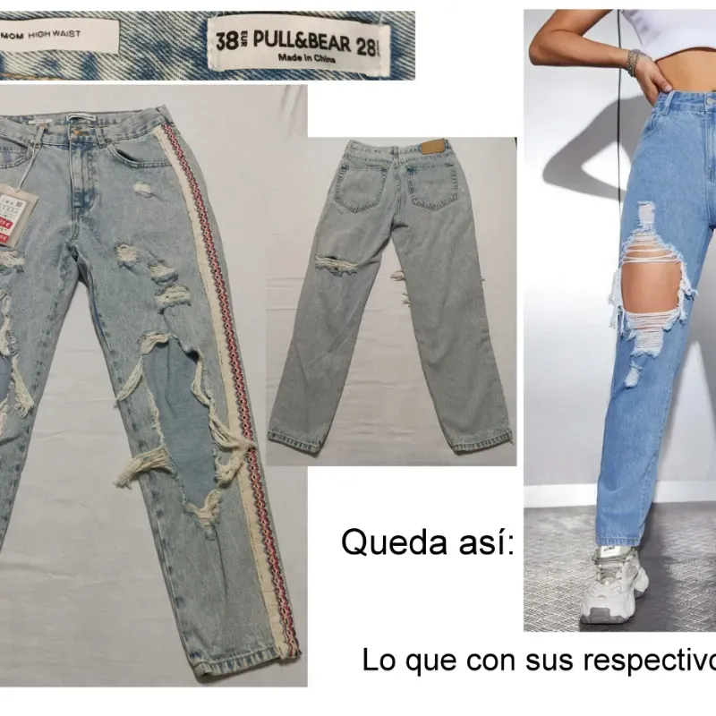 Pantalón de mezclilla azul, ripiado