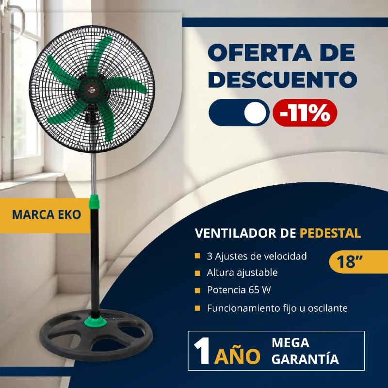  *Ventilador de Pedestal de 18" Marca EKO*