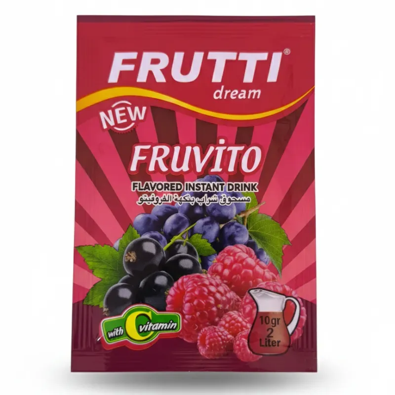 Refresco Frutti Dream Fruvito.  Contenido neto: 10 g (rinde para 2 litros).