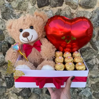 Oso Globo Rosa Dorada