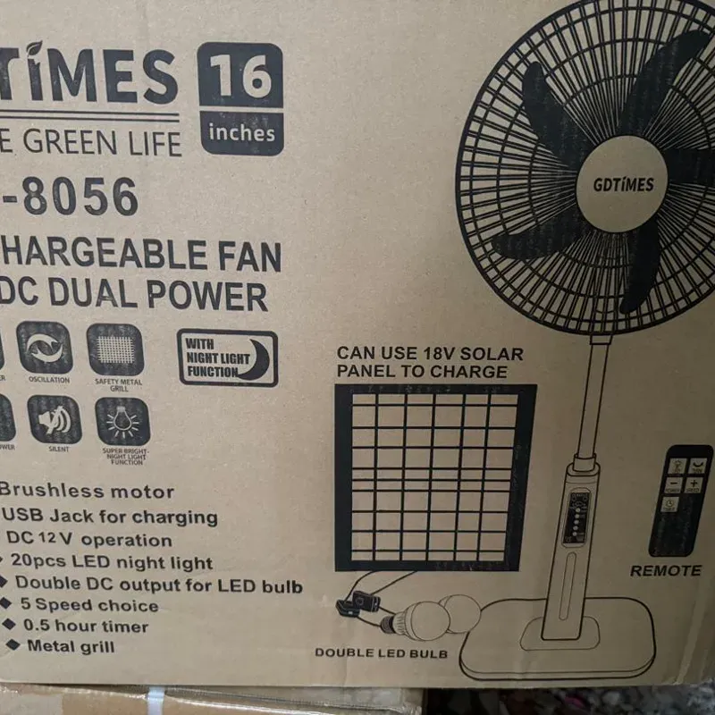 Ventilador recargable 16" con mando a distancia