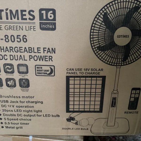 Ventilador recargable 16" con mando a distancia
