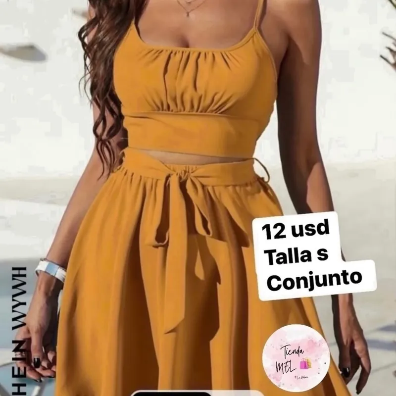 Conjunto shein saya y top amarillo 