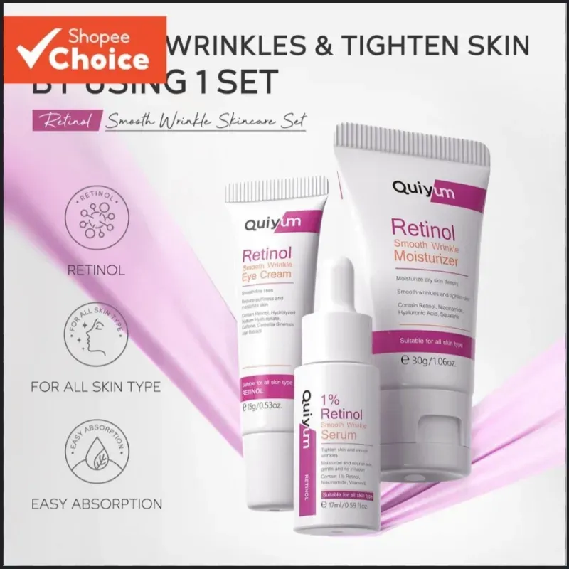 Set: serum, crema hidratante, contorno de ojos de Retinol