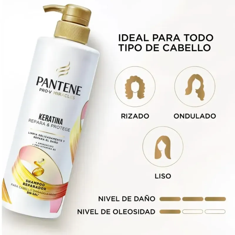SHAMPOO SIN SAL PANTENE PRO -V MIRACLES KERATINA REPARA & PROTEGE.(510ml)