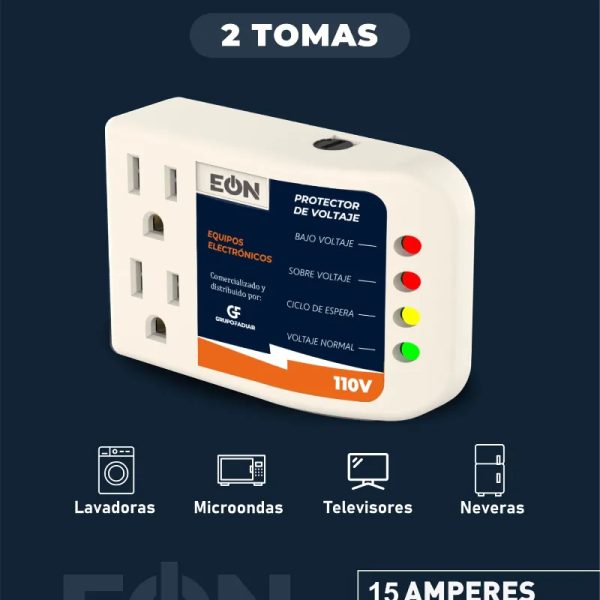  *Regulador de Voltaje 2 Toma 110v Marca EÒN*