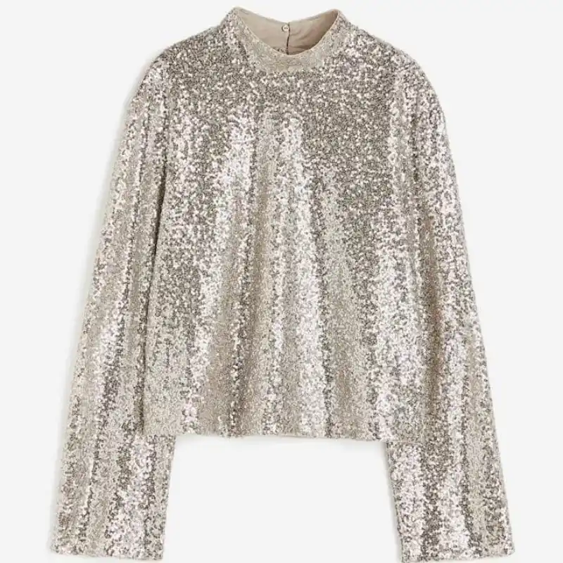 Blusa H&M mangas largas de lentejuelas
