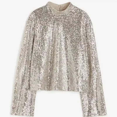 Blusa H&M mangas largas de lentejuelas