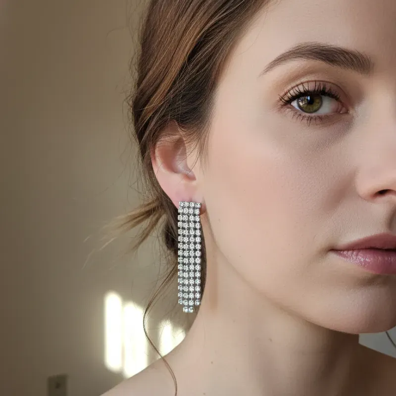 Aretes largos plateados