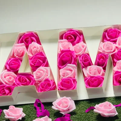 Cajas de rosas con frase 