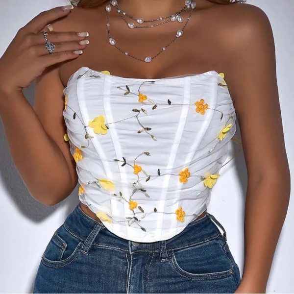 Blusa corset con flores amarillas