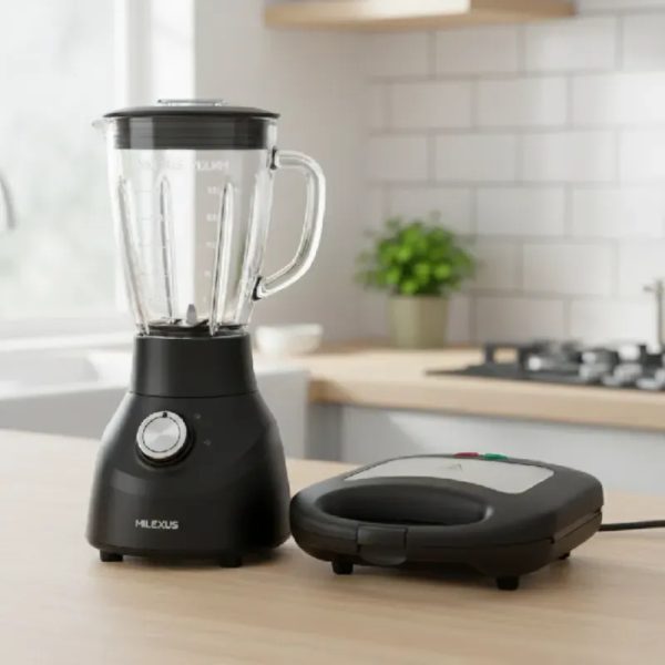 LICUADORA VASO DE CRISTAL MILEXUS + SANDWICHERA MILEXUS (VPT)