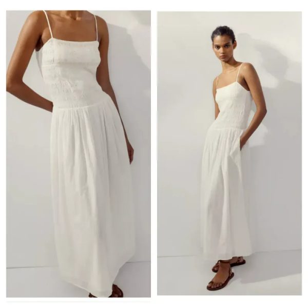 Vestido Zara midi bordados flores