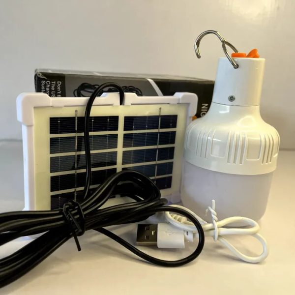 IMAGE-Bombilla LED Solar Recargable USB Larga Duración 4H celda solar, 3 Modos Luz, Para Camping, Apagones, Hogar(100W)