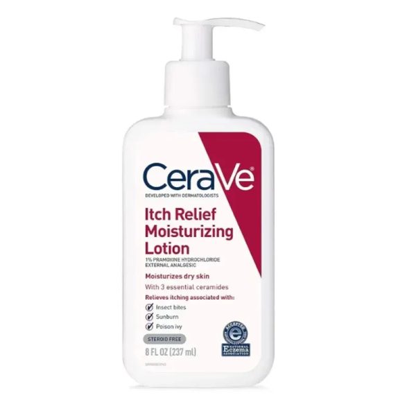 CeraVe Loción hidratante para alivio de picazón, Loción para aliviar el picor, 8 onzas