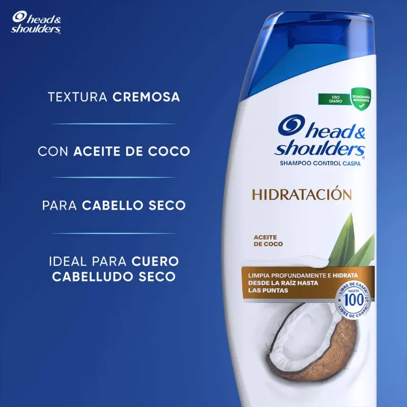 Shampoo Head & Shoulders Hidratación Aceite de Coco 180ml