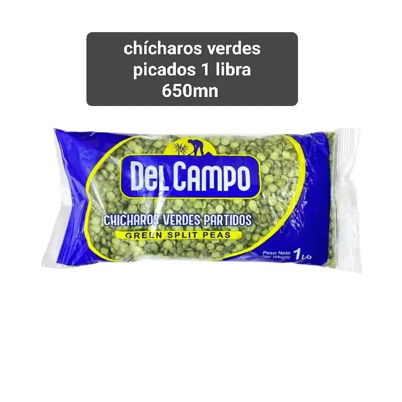 Chícharos verdes en mitades
