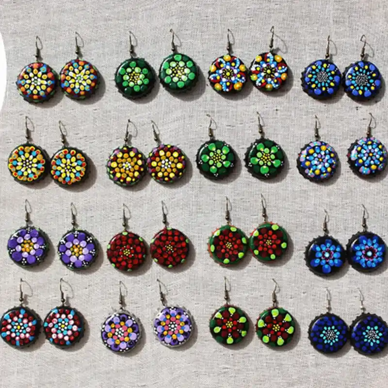 Aretes de Chapitas pintadas