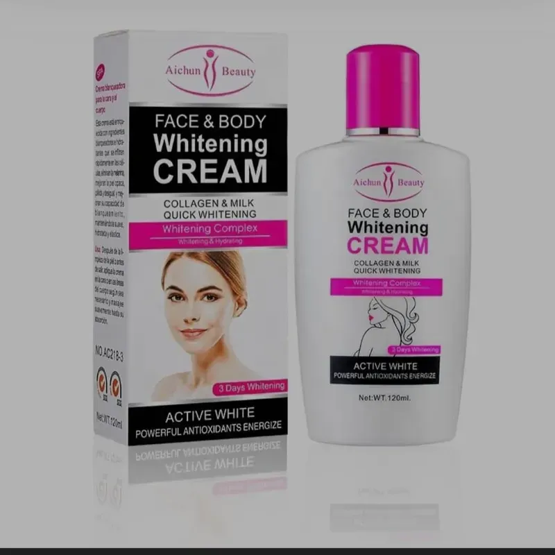 CREMA BLANQUEADORA ROSTRO Y CUERPO BLANQUEAMIENTO RÁPIDO CON COLÁGENO Y LECHE (120ml)