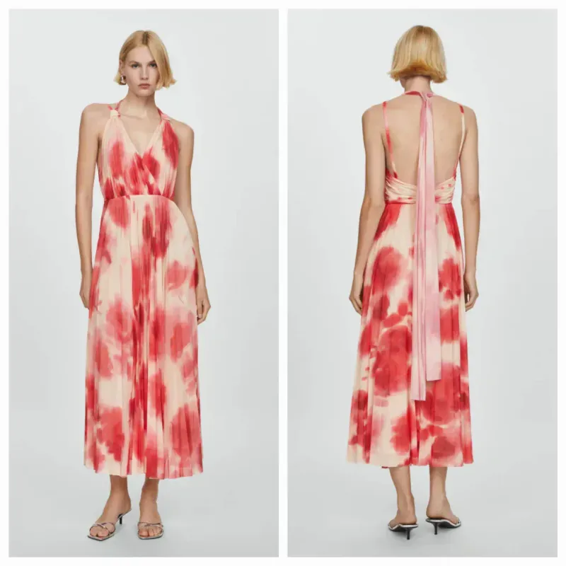 Vestido plisado estampado