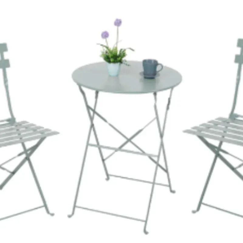 SET MESA Y SILLAS PLEGABLES METAL GRIS