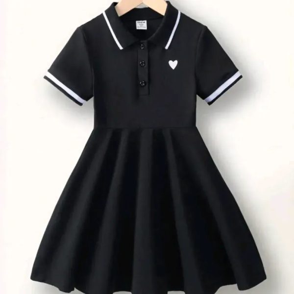  Vestido corte princesa con mangas — Negro