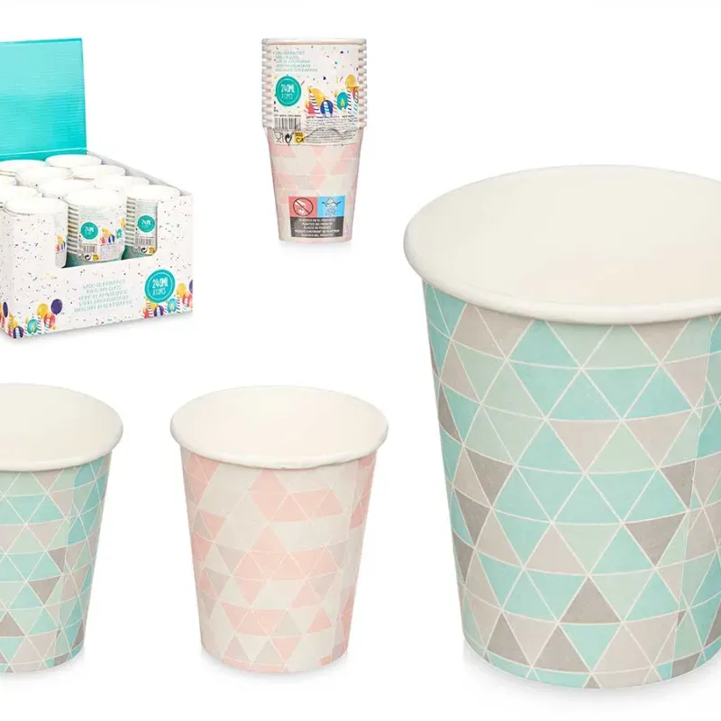 Set 12 vasos papel rombos (240 ml) 2 colores