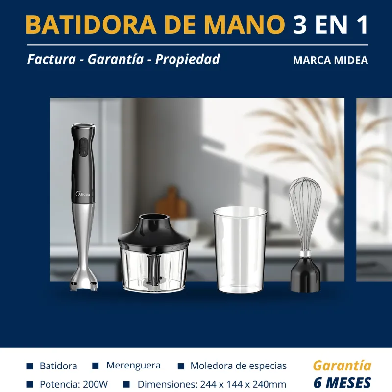  *Batidora de Mano 3 en 1 Marca Midea*
