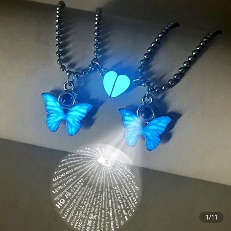 Pareja de collares de mariposas luminicas proyectoras