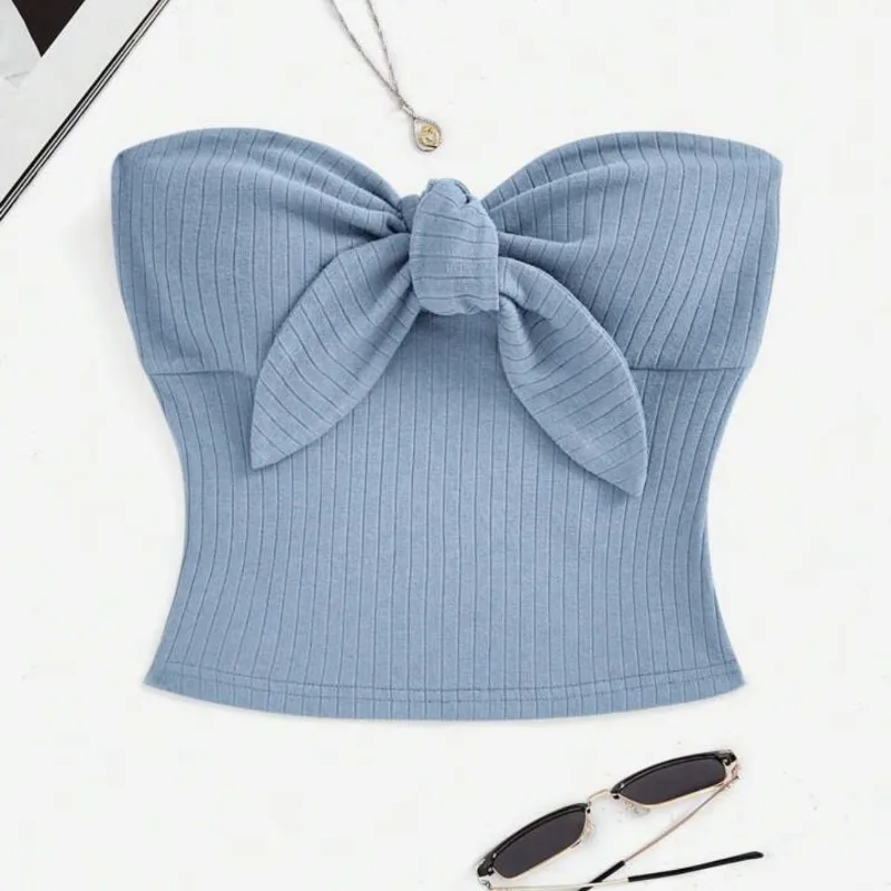 Top corto azul