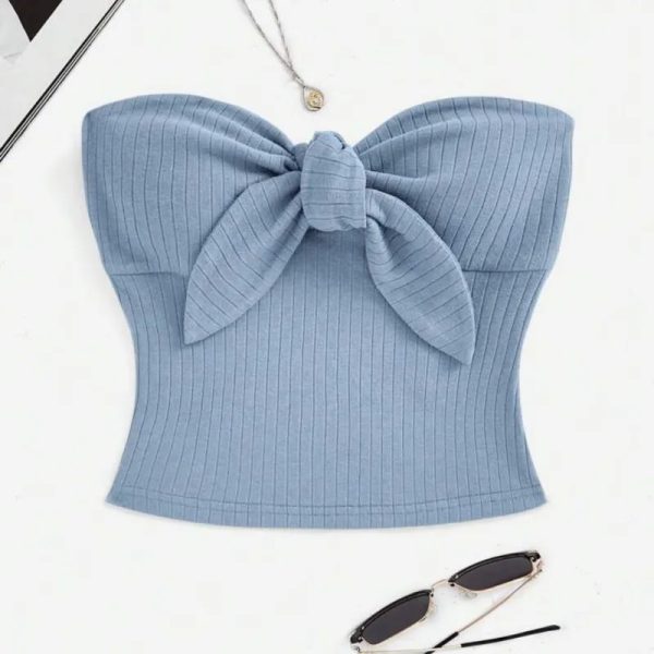 Top corto azul