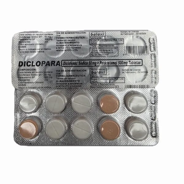DICLOFENACO CON PARACETAMOL(100MG ,10T)(VENCE 3-27)