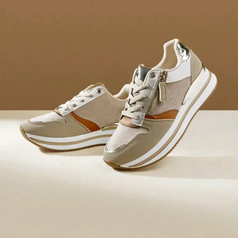 ZAPATOS TENIS CAQUI Y BLANCOS JD18159