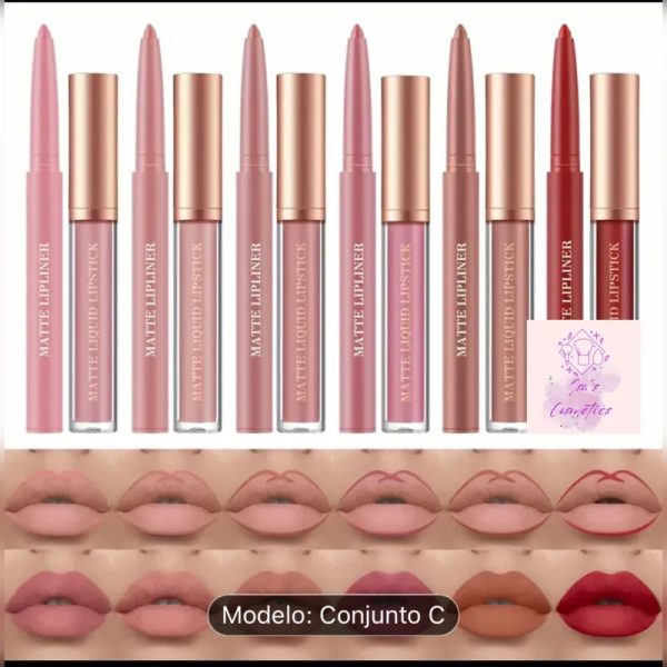 Juego de labial con lápiz contorno
