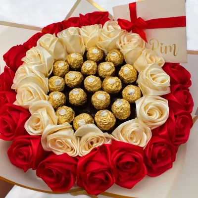 Ramo con bombones en el centro