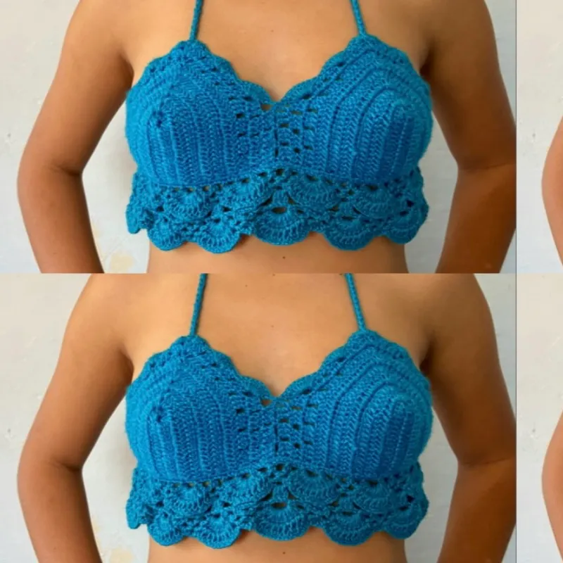 Top corto con abanicos