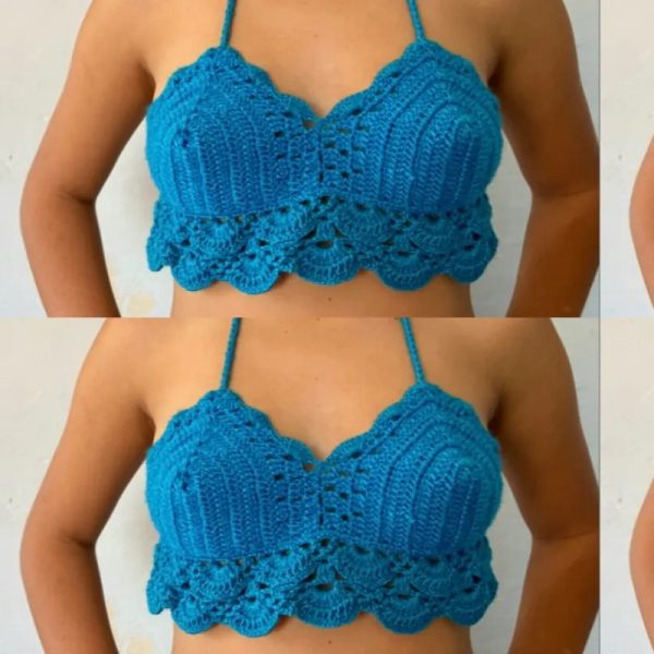 Top corto con abanicos