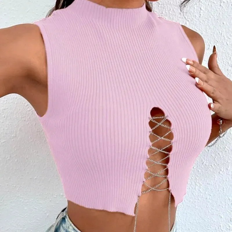  Top con cadenas — Rosado