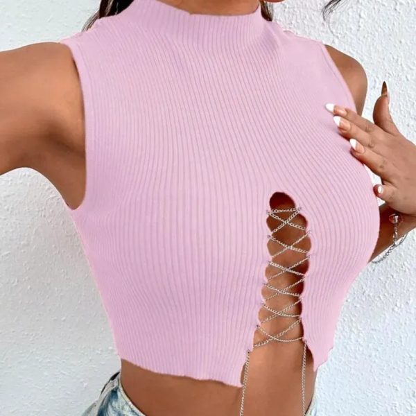  Top con cadenas — Rosado