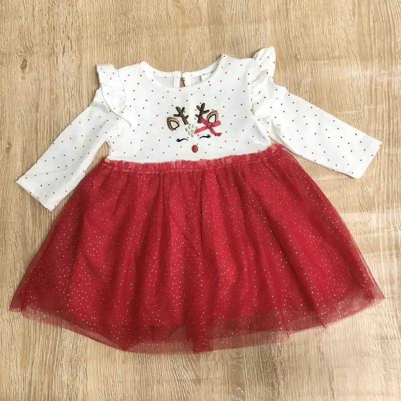 Vestido blanco y rojo con brillo