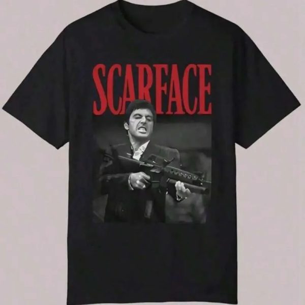 Camiseta gráfica para hombres - Camiseta casual de verano negra con pose icónica de película, cuello redondo, ajuste regular para adultos