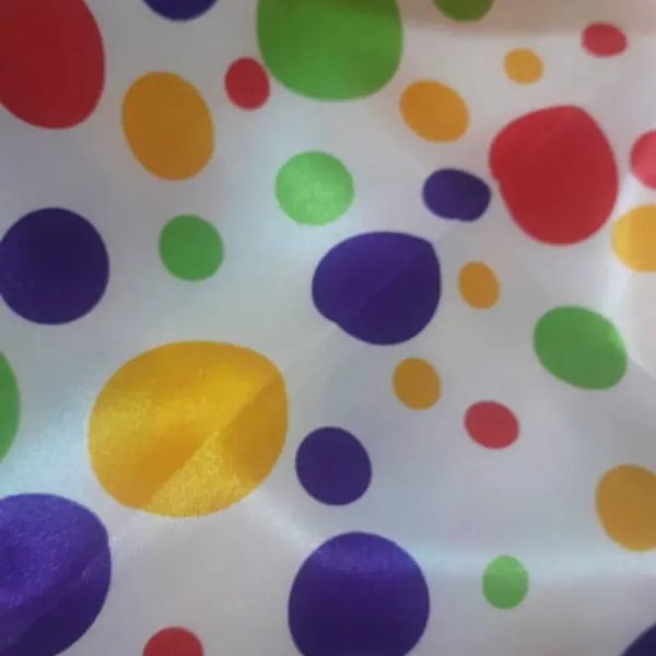 Tela satín  bolas colores