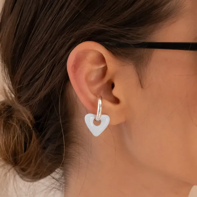 Earcuff 2 En 1 Maxi Corazón color azul