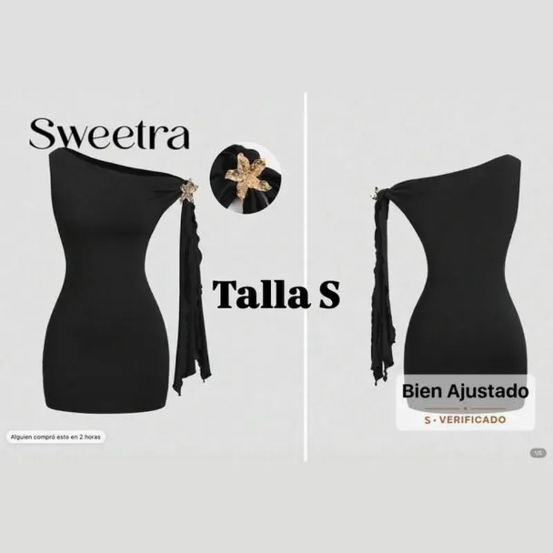 Vestido mini con hebilla en el hombro