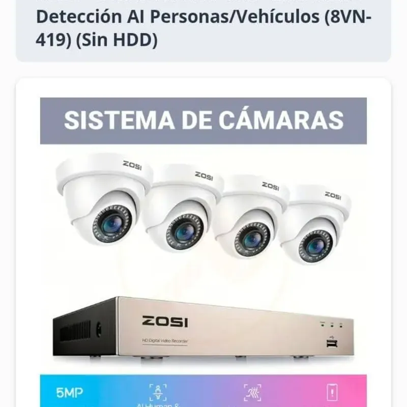  Sistema Zosi 4 Cámaras Domo Full HD — Vigilancia Completa